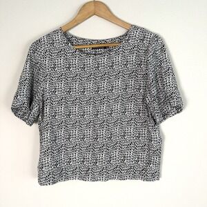 Kate Spade Saturday Silk‎ Blouse Womens Small Preppy Office Classic Monochrome